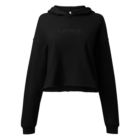 Black Embroidered ULM Logo Crop Hoodie